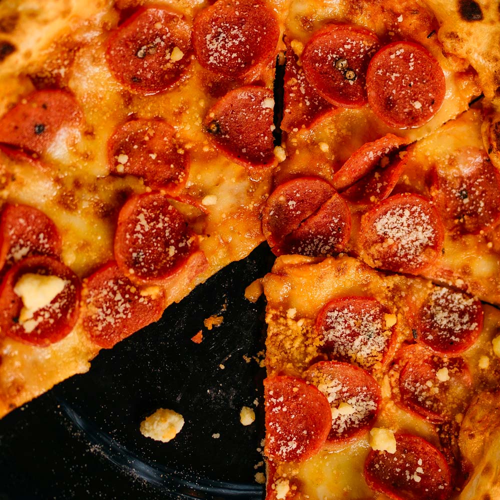 Close up of fresh pizza
