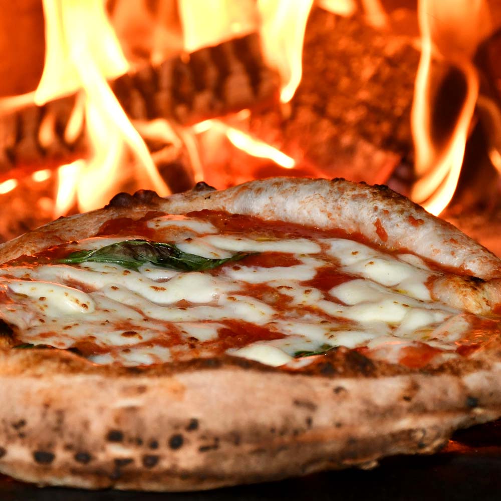 Wood fired oven flames